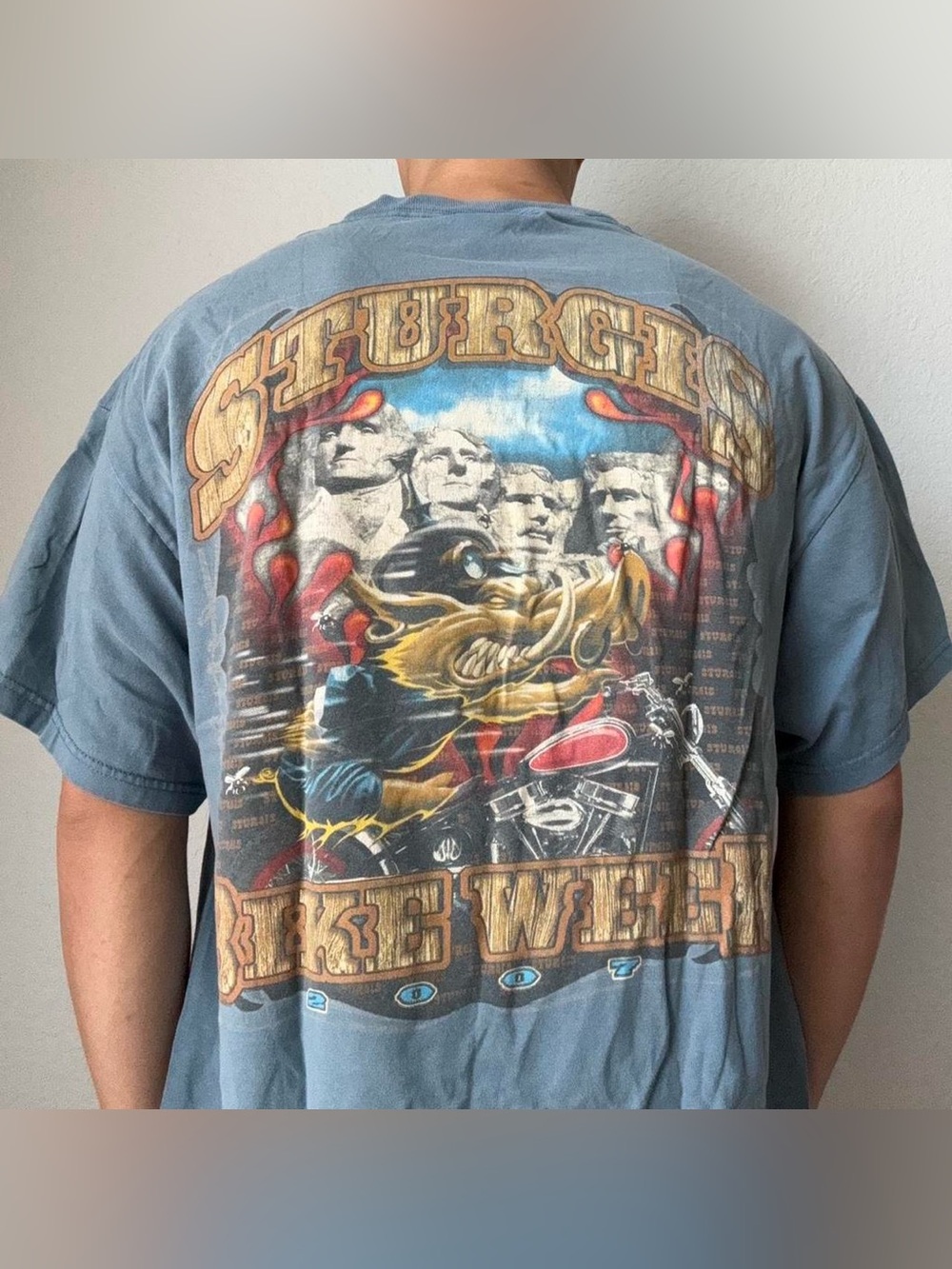 Vintage 2007 Sturgis Bike Week Graphics Blue Tee Shirt